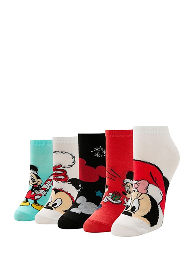 FOREVER 21 Christmas Mickey & Minnie Mouse Ankle Socks Set - 5 pack  - Image 1