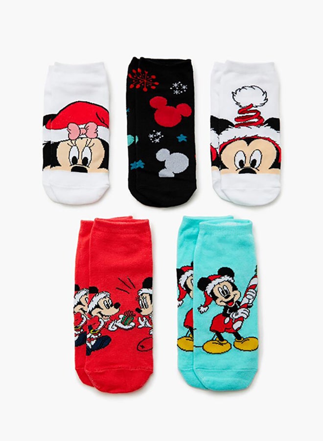 FOREVER 21 Christmas Mickey & Minnie Mouse Ankle Socks Set - 5 pack  - Image 2
