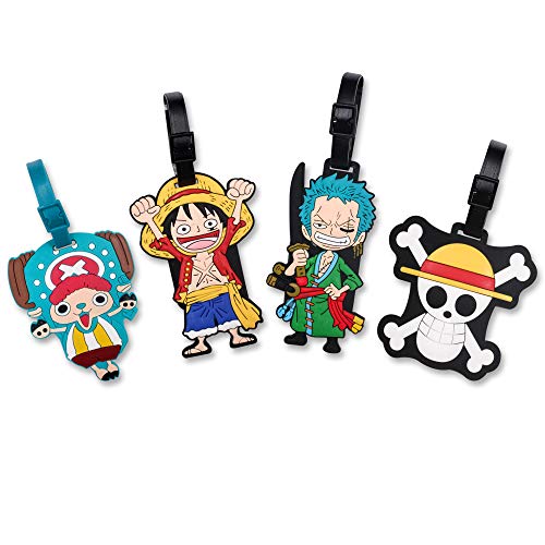 Finex 4 Pcs Set Pirates Sailers Silicone Travel Luggage Baggage Identification Labels ID Tag for Bag Suitcase Plane Cruise Ships with Belt Strap - Image 1