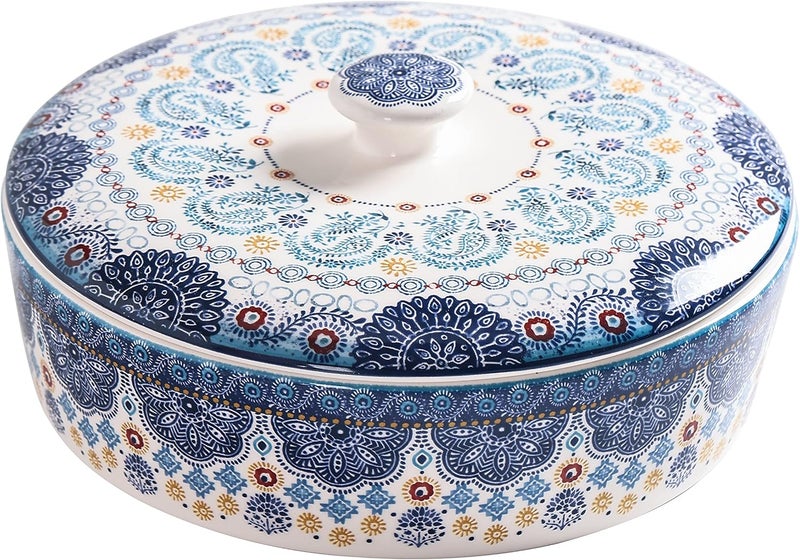 Bico Blue Talavera Ceramic Tortilla Warmer, 8.9 Inch Tortilla Holder with Lid for Taco Bread Pancake for Mexican Night and Party, Microwave and Dishwasher Safe - Image 5