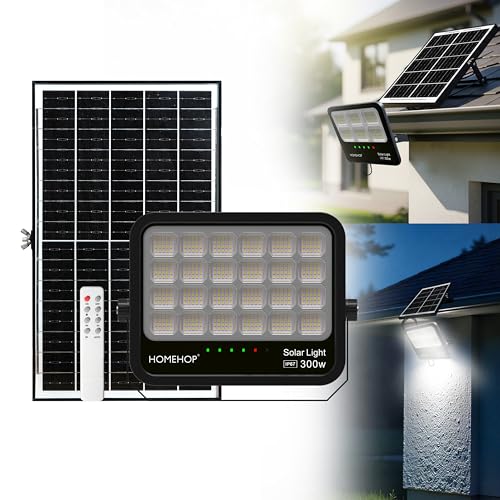 Homehop Solar Light Outdoor Home 300W LED Flood Waterproof Automatic Security Wall Lamp for Garden, Balcony, Pathway, Yard and Patio (18AH, ABS, 500LED) - Image 1