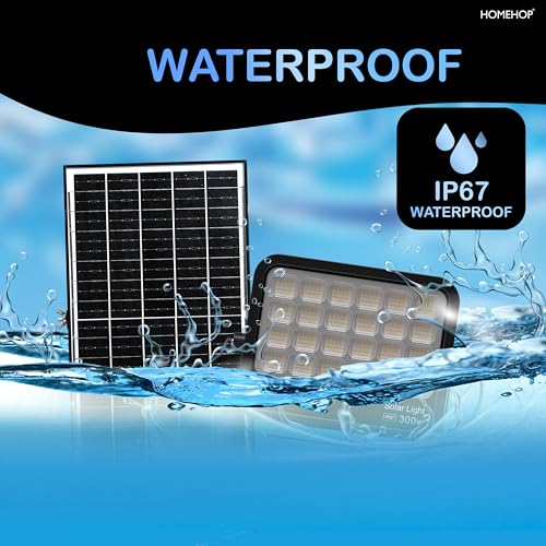 Homehop Solar Light Outdoor Home 300W LED Flood Waterproof Automatic Security Wall Lamp for Garden, Balcony, Pathway, Yard and Patio (18AH, ABS, 500LED) - Image 5