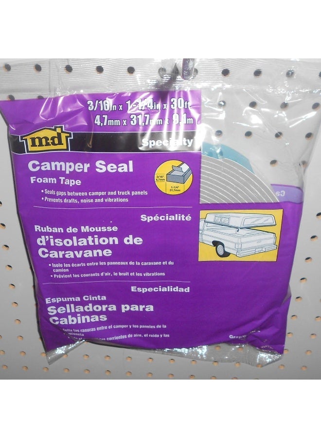 M-D Building Products 02352 30 ft. Gray Foam Tape Camper Seal for Camper Shells - Image 1