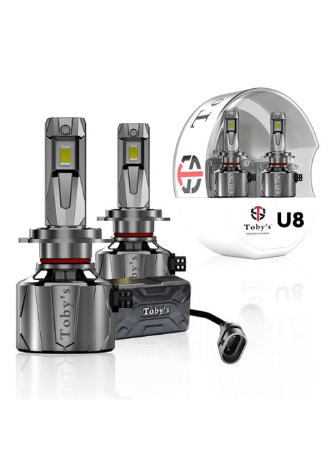 Toby's New Launch 2024 Upgraded U8 LED Headlight with 150W/Pair Power 15000LM/Pair Lumens, Color Temperature 6500K Plug and Play, Non-Polarity, Fog Headlight (9005)