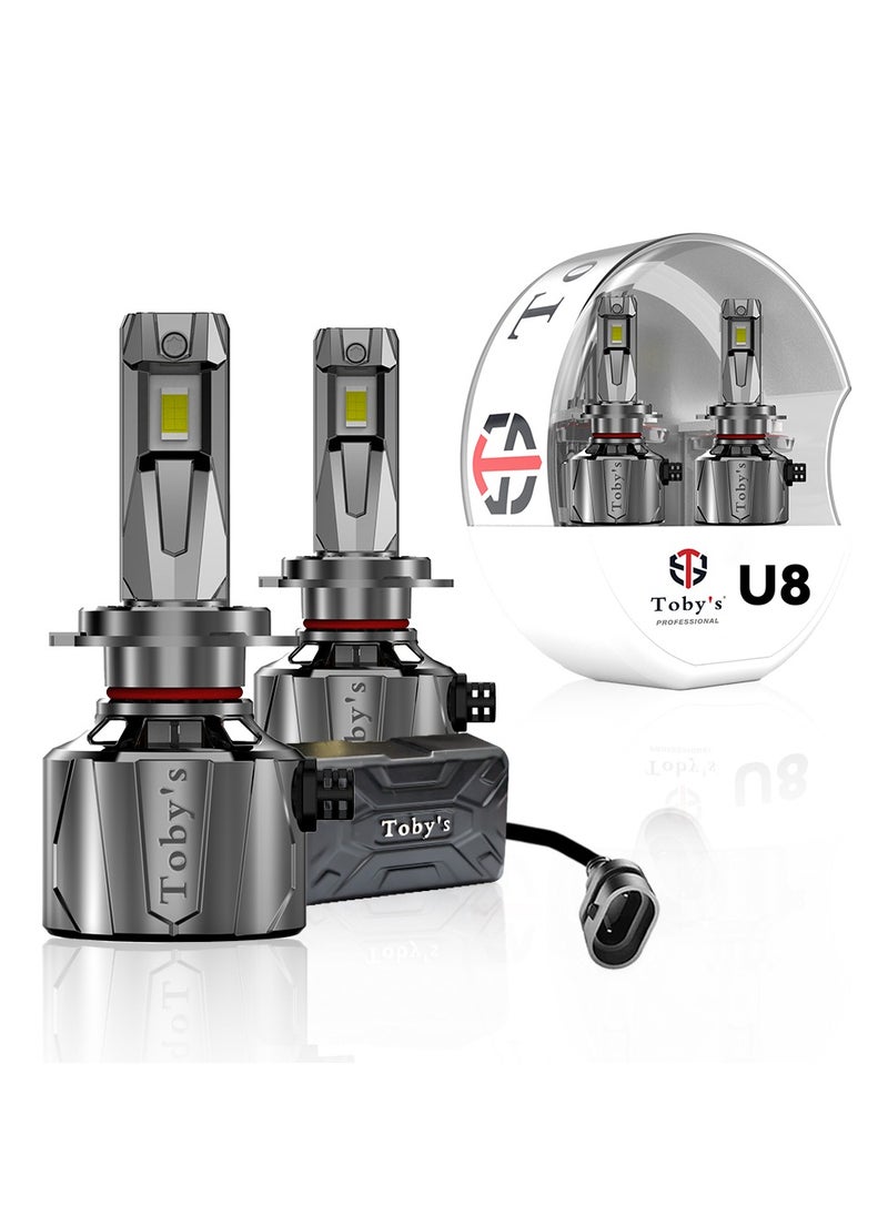 Toby's Toby's New Launch 2024 Upgraded U8 LED Headlight with 150W/Pair Power 15000LM/Pair Lumens, Color Temperature 6500K Plug and Play, Non-Polarity, Fog Headlight (9005)  - Image 1