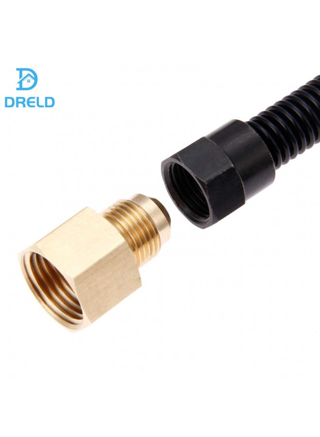 DRELD 24" Non-Whistle Flexible Flex Gas Line Connector Kit, 3/8" Male Flare x 1/2" Male NPT Fitting end, 3/8" Male Flare x 1/2" Female NPT Fitting for Natural Gas or Liquid Propane Fire Pit Hose - Image 4