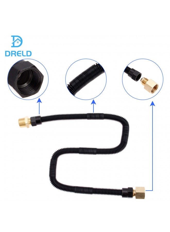 DRELD 24" Non-Whistle Flexible Flex Gas Line Connector Kit, 3/8" Male Flare x 1/2" Male NPT Fitting end, 3/8" Male Flare x 1/2" Female NPT Fitting for Natural Gas or Liquid Propane Fire Pit Hose - Image 2
