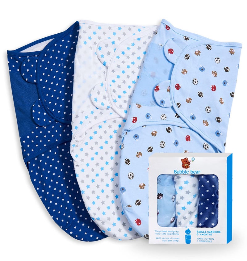 3 Pack Baby Swaddle 03 Months Infant Adjustable Newborn Swaddles Blanket Baby Girl Boy Swaddling Wrap Blanket Sleep Sack for NewbornBlue