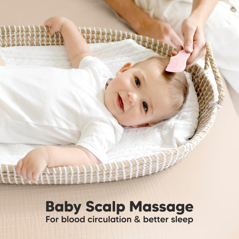 KeaBabies Baby Hair Brush and Comb Set for Newborn - Wooden Baby Hair Brush Set with Soft Goat Bristle, Baby Brush Set for Newborns, Baby Brush and Comb Set Girl, Boy, Toddler Cradle Cap Brush (Oval, Blush) - Image 5