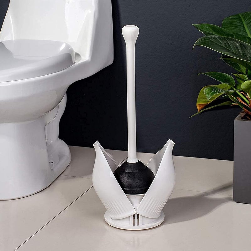 YANXUS Toilet Plunger, Hideaway Toilet Plungers with Caddy, Plungers for Bathroom with Holder, Heavy Duty Toilet Plunger with Holder - White - Image 3