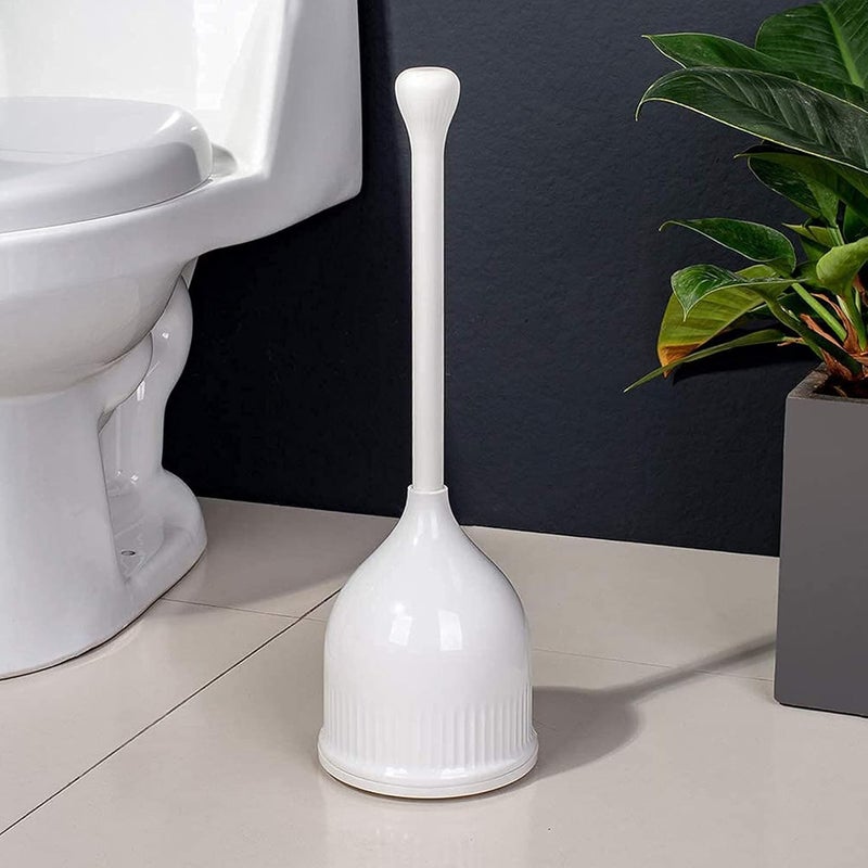 YANXUS Toilet Plunger, Hideaway Toilet Plungers with Caddy, Plungers for Bathroom with Holder, Heavy Duty Toilet Plunger with Holder - White - Image 2
