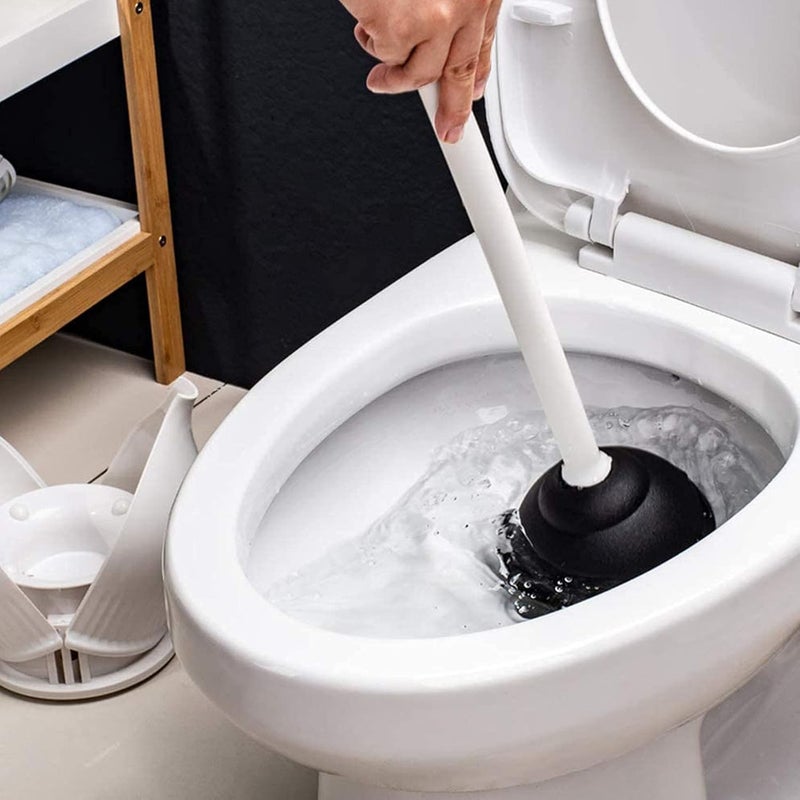 YANXUS Toilet Plunger, Hideaway Toilet Plungers with Caddy, Plungers for Bathroom with Holder, Heavy Duty Toilet Plunger with Holder - White - Image 4