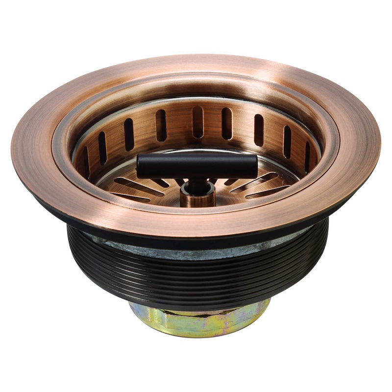 KONE Copper Sink Drain 35 Inch Kitchen Sink Drain Assembly Stainless Steel Sink Strainer Sink Stopper Antique Copper Basket Strainer for 312 Inch Commercial Kitchen Sink