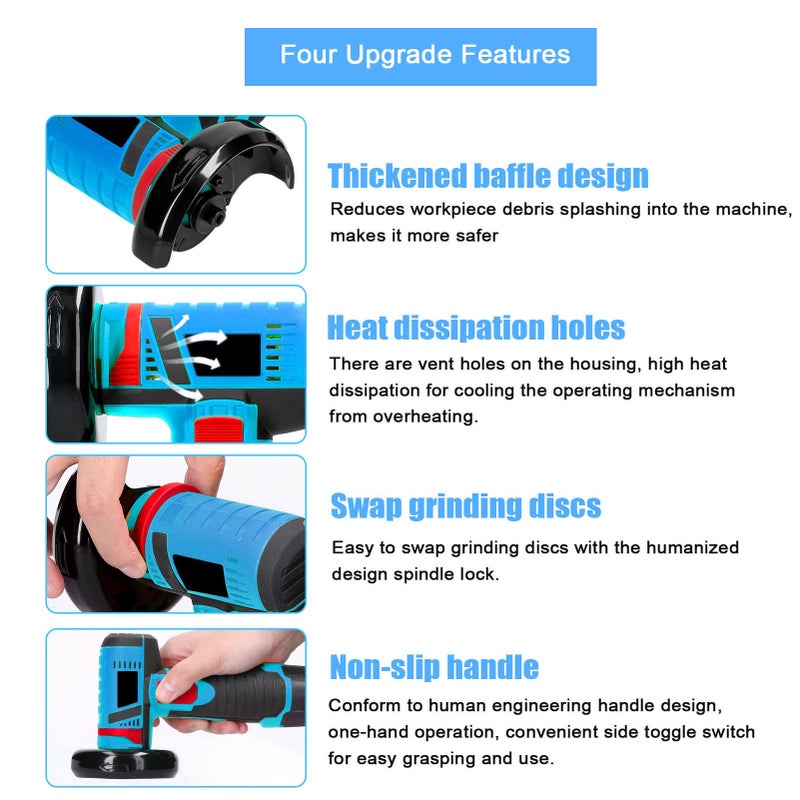 12V 19500r/min cordless electric tile cleaning machine, angle grinder, multifunctional mini grinder, brushless all copper motor for cutting and polishing ceramic tiles, wood, stone, steel, handheld portable cutting machine, polishing machine, cutting - Image 2