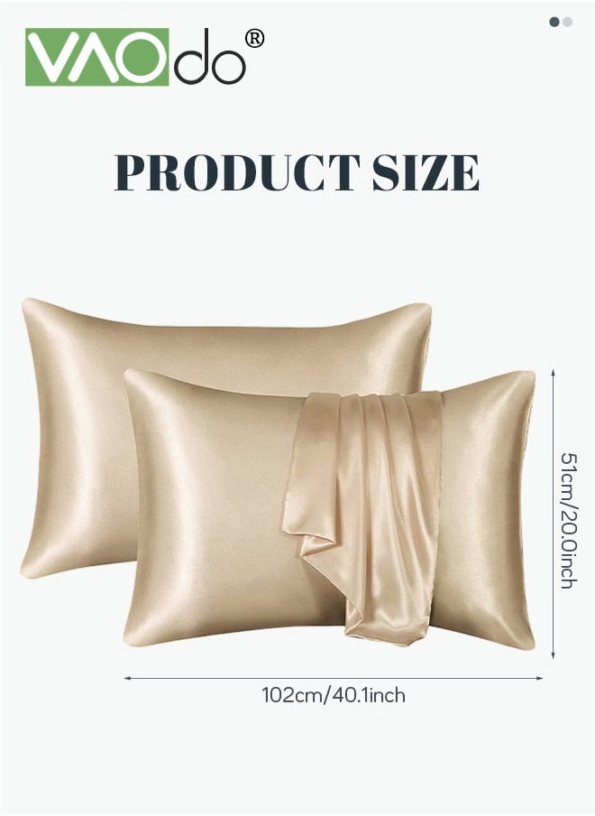 VAOdo - 2PCS Satin Pillowcase for Hair and Skin Breathable and Moisture Wicking Silky Pillowcase Set with Invisible zipper Similar to Silk Pillow Cover Gifts for Women Men - Image 1