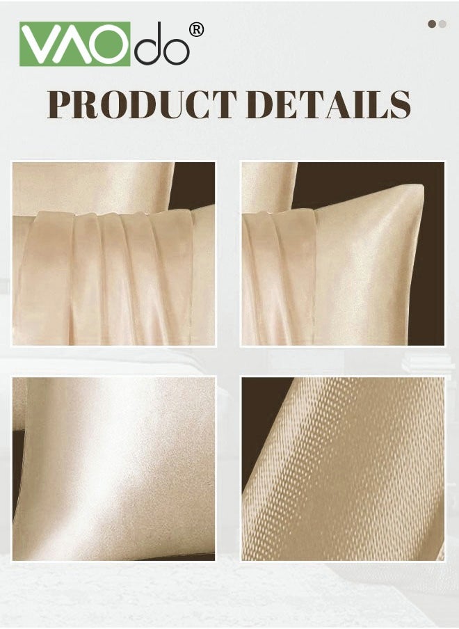 VAOdo - 2PCS Satin Pillowcase for Hair and Skin Breathable and Moisture Wicking Silky Pillowcase Set with Invisible zipper Similar to Silk Pillow Cover Gifts for Women Men - Image 1