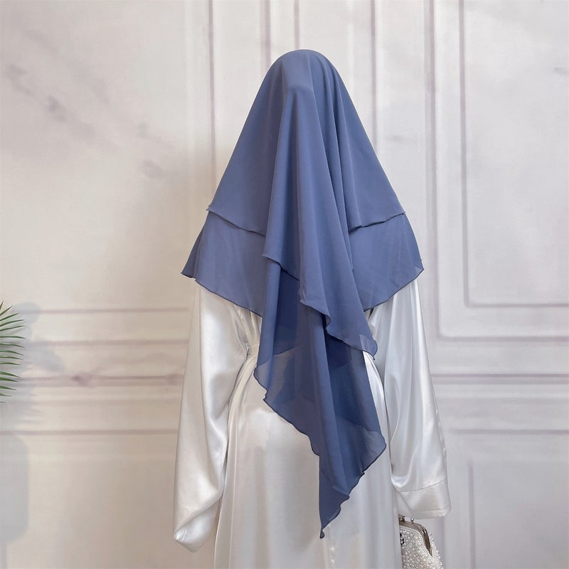 Casual Style Plain Double-Layer Chiffon Headscarf - Image 4