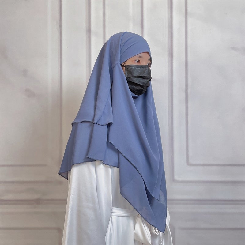 Casual Style Plain Double-Layer Chiffon Headscarf - Image 3