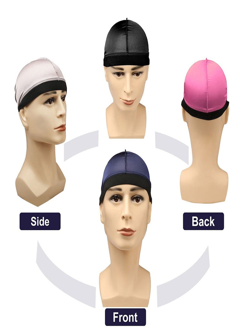 KASTWAVE 4Pcs Wave Cap Silky Satin Silk Stocking Wave Caps for 360 Waves Good Compression Over Silky Durag for Men Large Size Stain Caps Suitable for Adult Wave Silk Durag for Men Women Waves  - Image 3