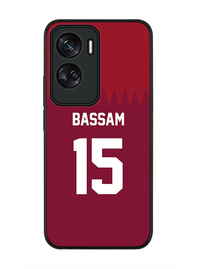 Stylizedd Rugged Black edge case for Honor 90 Lite  5G  Honor X50i 5G, Slim fit Soft Case Flexible Rubber Edges Anti Drop TPU Gel Thin Cover -  Football Team - Qatar, Player Name - Bassam - Image 1