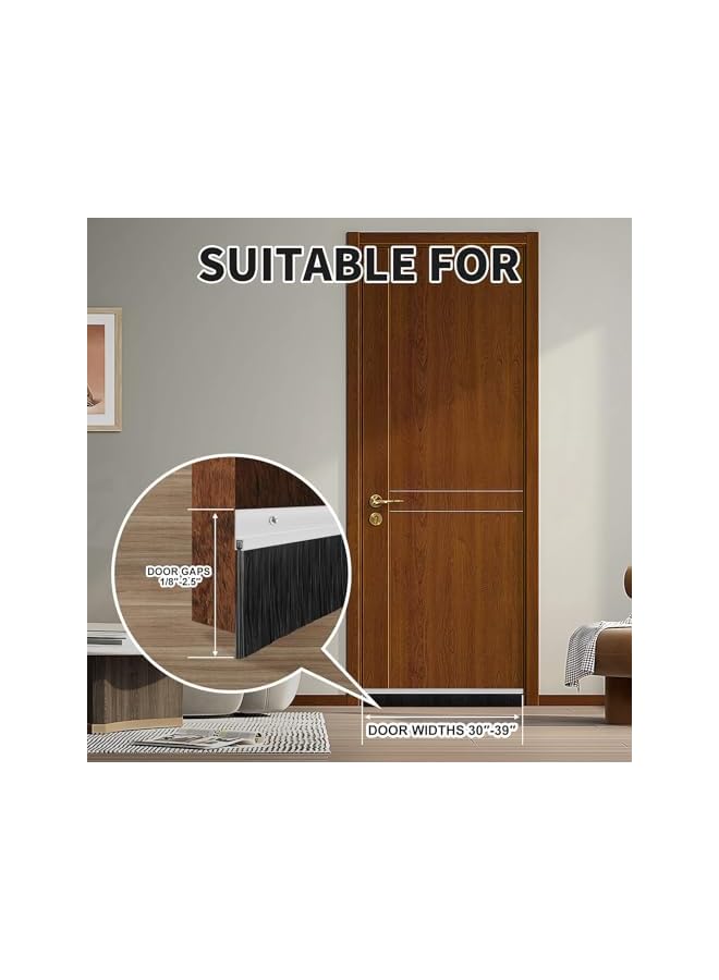 The Bros 3 Pack Door Draft Stopper, Cuttable Under Door Seal 39” Length, Strong Adhesive Door Sweep for Exterior and Interior Doors（Aluminum） - Image 3