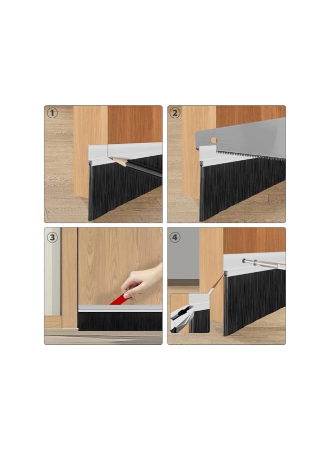 The Bros 3 Pack Door Draft Stopper, Cuttable Under Door Seal 39” Length, Strong Adhesive Door Sweep for Exterior and Interior Doors（Aluminum） - Image 5