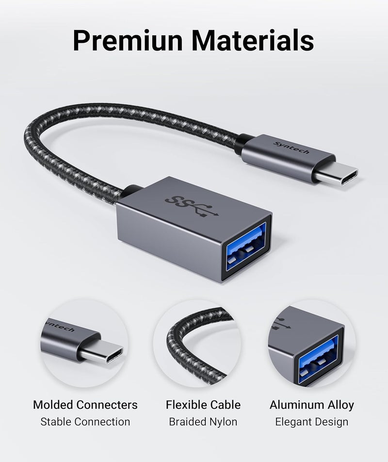 Syntech USB C to USB Adapter, 2 Pack USB C to USB 3, 10Gbps Type C, Thunderbolt 3 to USB Female Adapter OTG Cable Compatible with iPhone 17/16/15 Pro Max, iPad mini 6, MacBook Pro/Air, Space Gray - Image 4