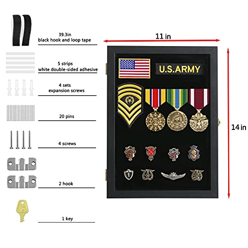 Verani Pin Display Case - 11x14 Pin Collection Display with 98% Uv Protection Acrylic Door for Military Medals, Beach Tags, Jewelry Pins, Pin Gift, Insignia Ribbons, Pin Enthusiast Collectibles, Black - Image 2