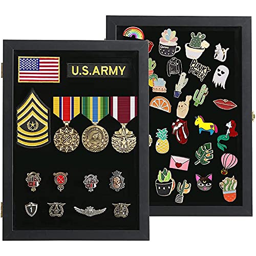 Verani Pin Display Case - 11x14 Pin Collection Display with 98% Uv Protection Acrylic Door for Military Medals, Beach Tags, Jewelry Pins, Pin Gift, Insignia Ribbons, Pin Enthusiast Collectibles, Black - Image 1
