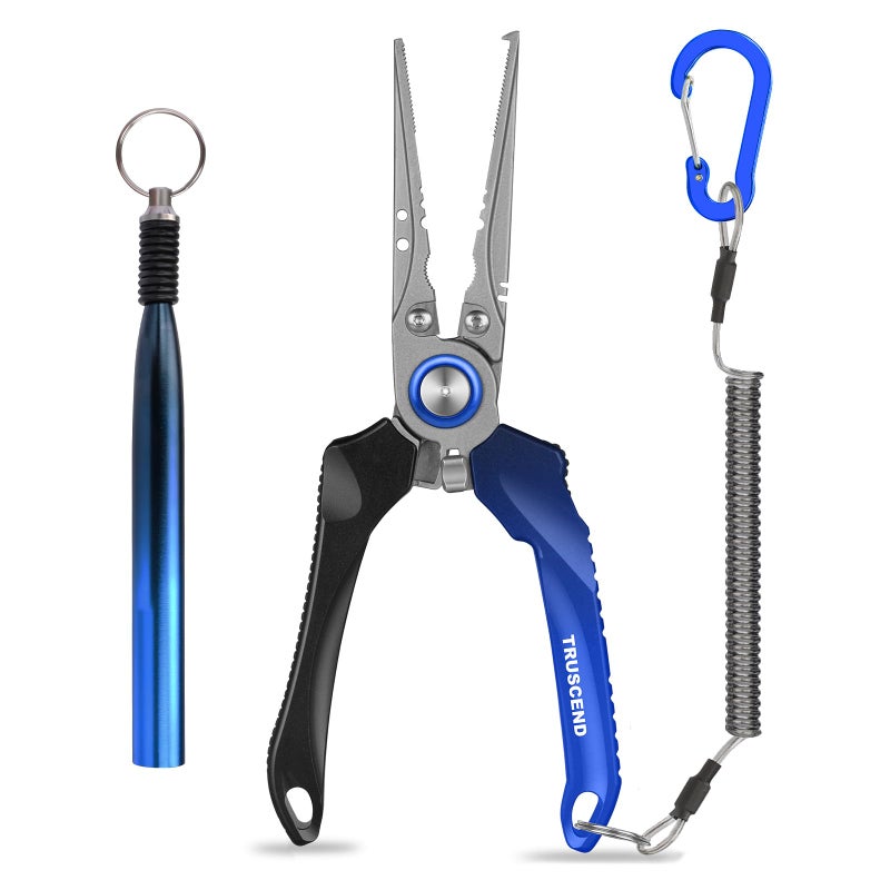 TRUSCEND Lockable Handy Fishing Pliers with Innovative Ergonomic Handle, Saltwater Corrosion Resistant Teflon Coated Fishing Tool, Multi-Function Fishing Gear with Mo-V Cutter, Amazing Fishing Gift - Image 1