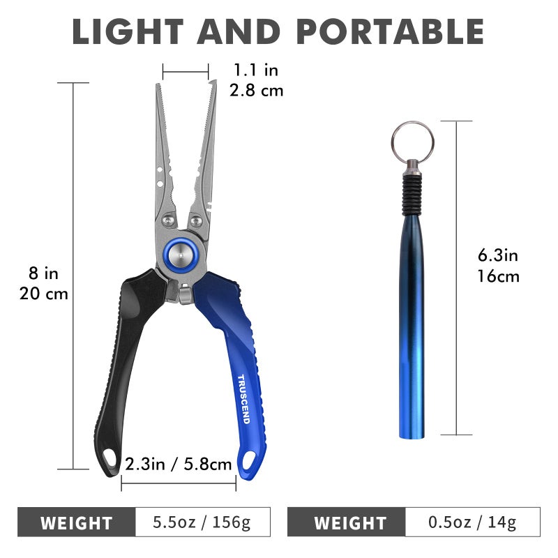 TRUSCEND Lockable Handy Fishing Pliers with Innovative Ergonomic Handle, Saltwater Corrosion Resistant Teflon Coated Fishing Tool, Multi-Function Fishing Gear with Mo-V Cutter, Amazing Fishing Gift - Image 5