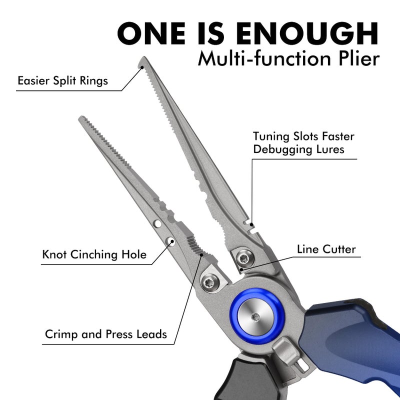 TRUSCEND Lockable Handy Fishing Pliers with Innovative Ergonomic Handle, Saltwater Corrosion Resistant Teflon Coated Fishing Tool, Multi-Function Fishing Gear with Mo-V Cutter, Amazing Fishing Gift - Image 4