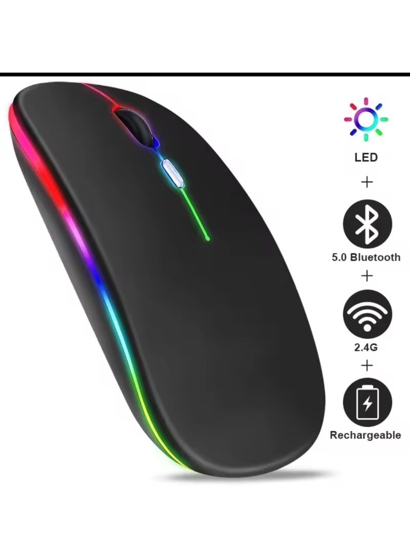 ماوس لاسلكي بلوتوث 5.2 بإضاءة LED وشحن USB – صامت ومريح لجميع الأجهزة - Image 2