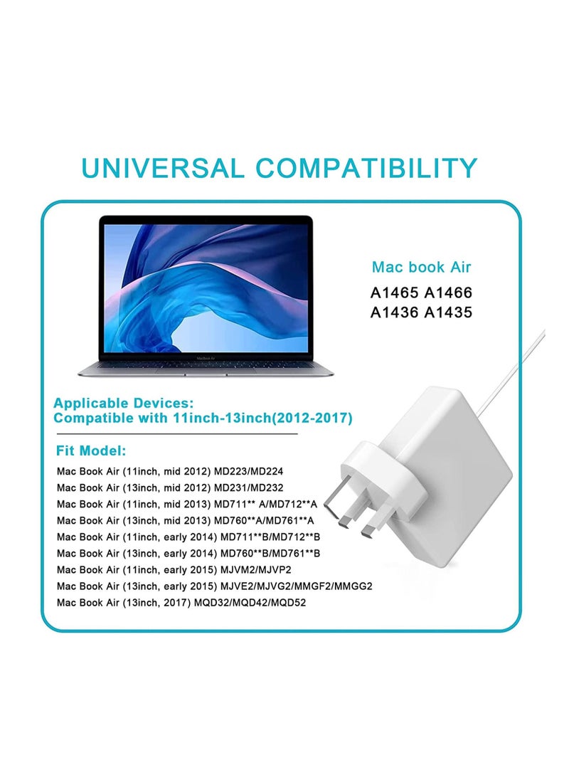 Ntech Replacement Charger Compatible with MacBook Air 11 & 15" 45W Power Adapter T-Tip Magsafe 2 Charger for Macbook Air 11 inch & 13 inch Mid 2012/2013/2014/2015/2017 For Model A1435/A1436/A1465/A1466  - Image 2