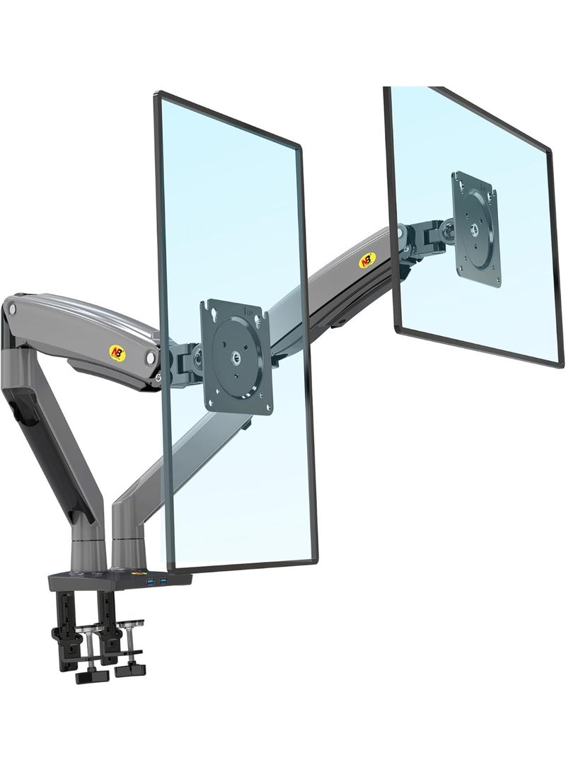 NB NORTH BAYOU Dual Monitor Desk Mount Stand – Full Motion, Adjustable & Space-Saving Arm for 22"-32" Screens, Supports Up to 26.4lbs Each - Image 1