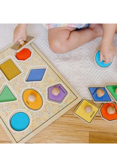 Melissa & Doug Melissa & Doug Deluxe Jumbo Knob Wooden Puzzle - Geometric Shapes (8 pcs), 3390  - Image 2