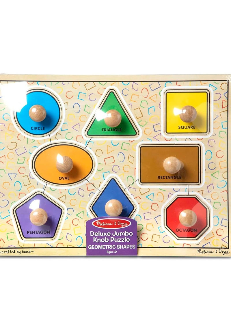 Melissa & Doug Deluxe Jumbo Knob Wooden Puzzle - Geometric Shapes (8 pcs), 3390 - Image 3