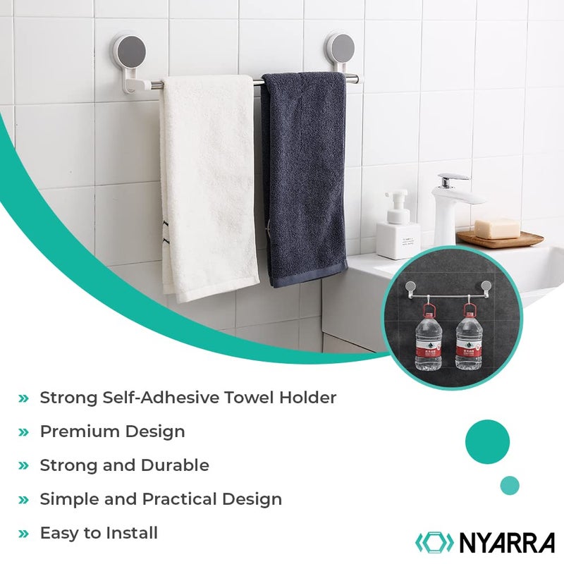 Nyarra Wall Mounted Self Adhesive Magic Sticker Towel Napkin Holder Bar for Bathroom and Kitchen [NR-1337] - Image 3