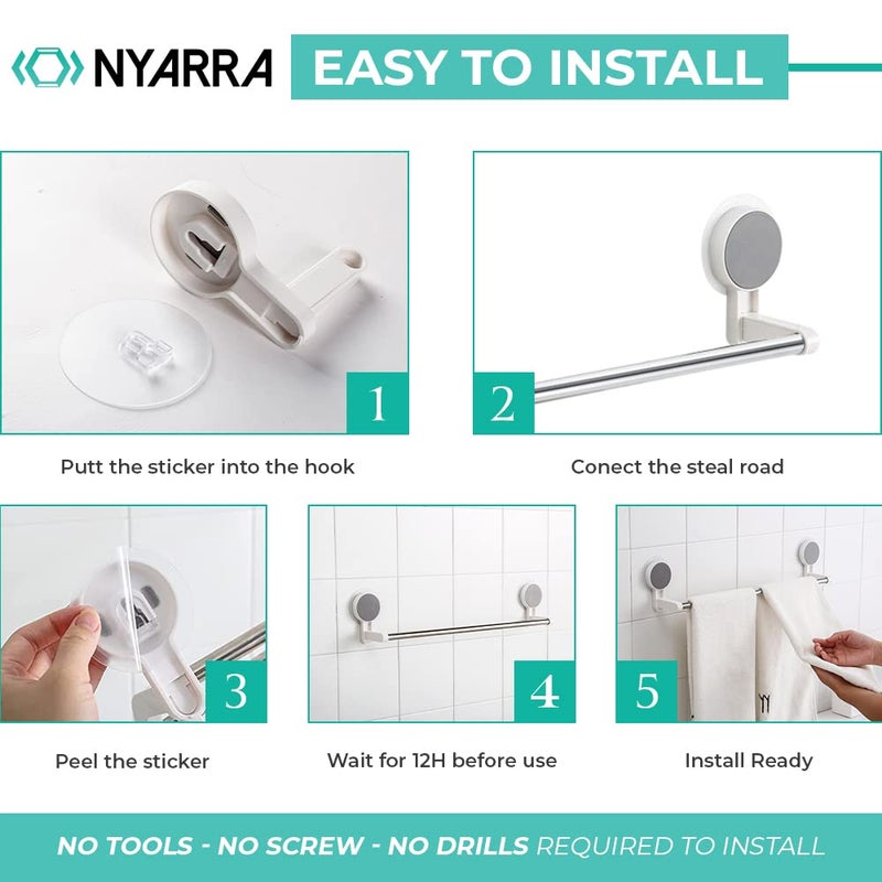 Nyarra Wall Mounted Self Adhesive Magic Sticker Towel Napkin Holder Bar for Bathroom and Kitchen [NR-1337] - Image 5