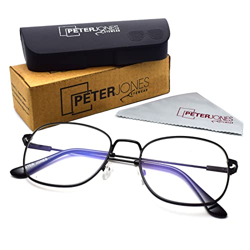 Peter Jones Black Square Unisex Medium Metal Blue Light Blocking Computer Glasses (9754B) - Image 4