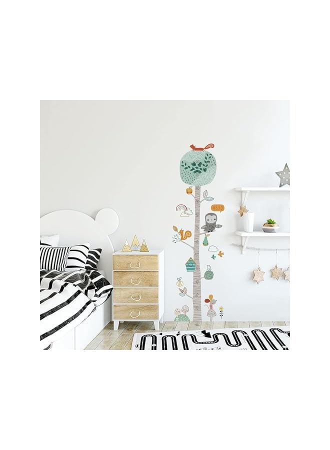 The Bros ملصق قياس الطول لجدار الأطفال، سهل الالتصاق والإزالة، ملصقات قياس الطول، فن جدار حيوانات الغابة الجميلة، جداريات فنية قابلة للإزالة لتزيين غرفة الأطفال - Image 3