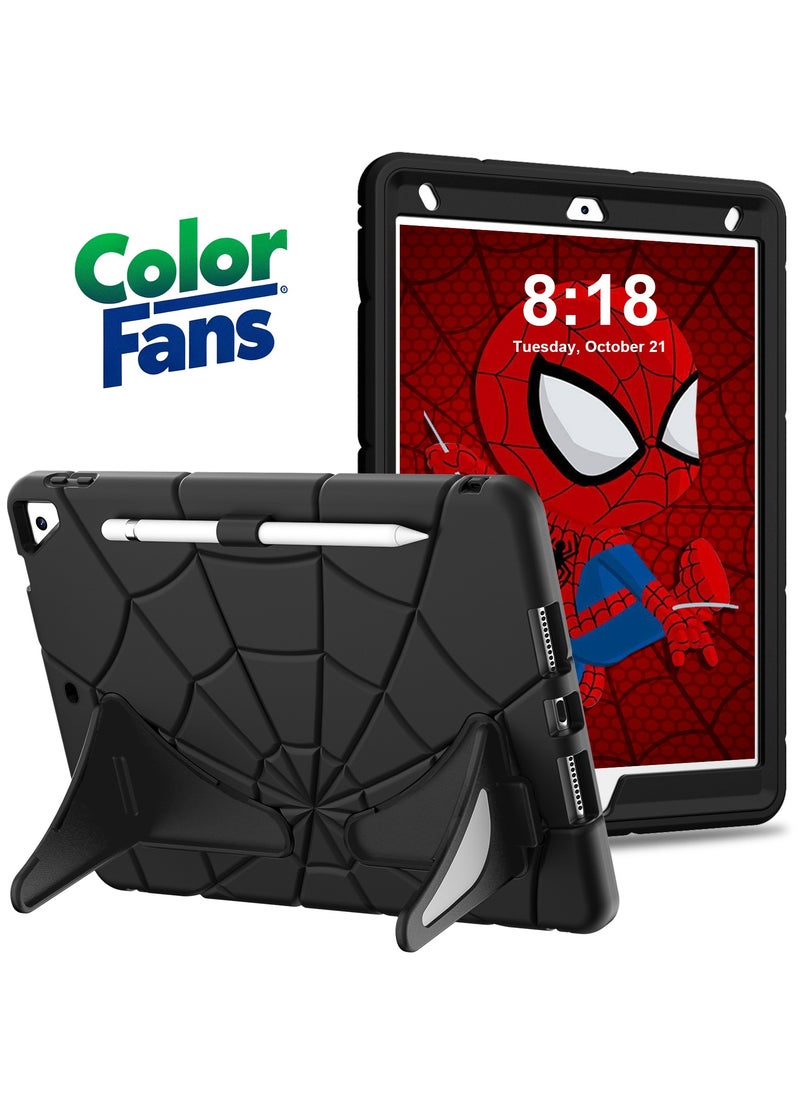 كولور فانس - مناسبة لجهاز iPad 10.2 بوصة 2021/2020/2019 Spider Man سيليكون PC حافظة واقية مضادة للسقوط للكمبيوتر اللوحي أسود/أسود - Image 1