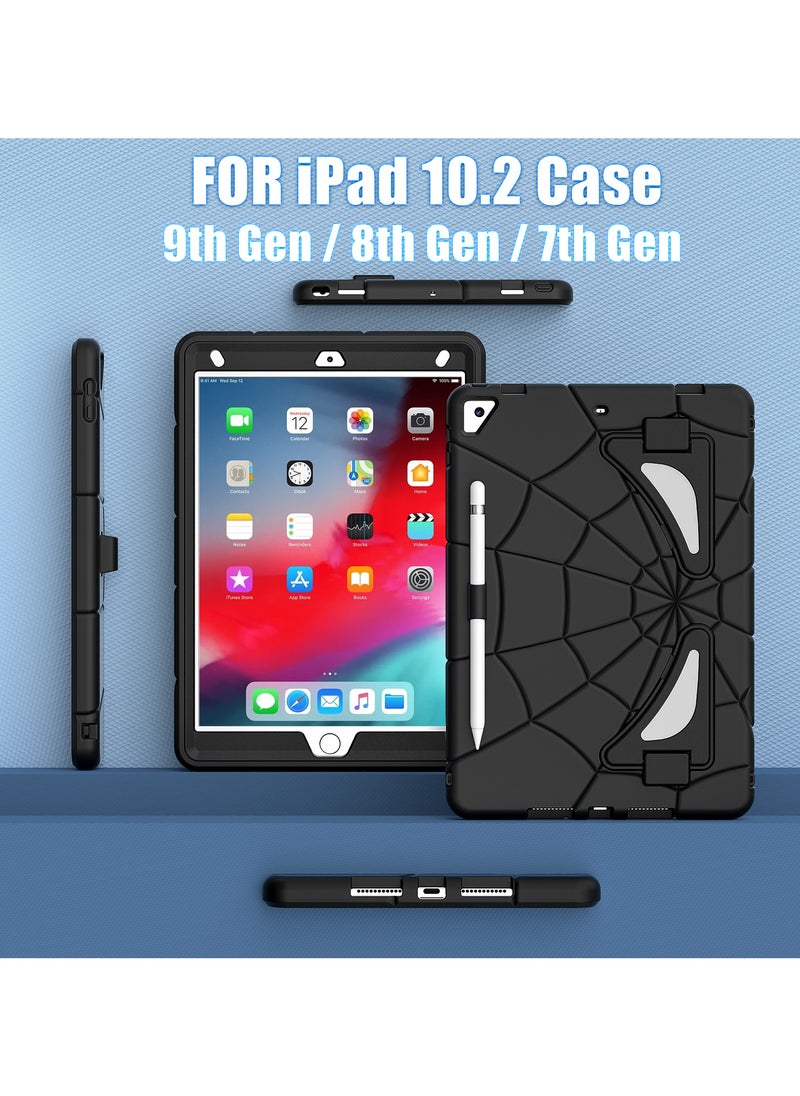 كولور فانس - مناسبة لجهاز iPad 10.2 بوصة 2021/2020/2019 Spider Man سيليكون PC حافظة واقية مضادة للسقوط للكمبيوتر اللوحي أسود/أسود - Image 1