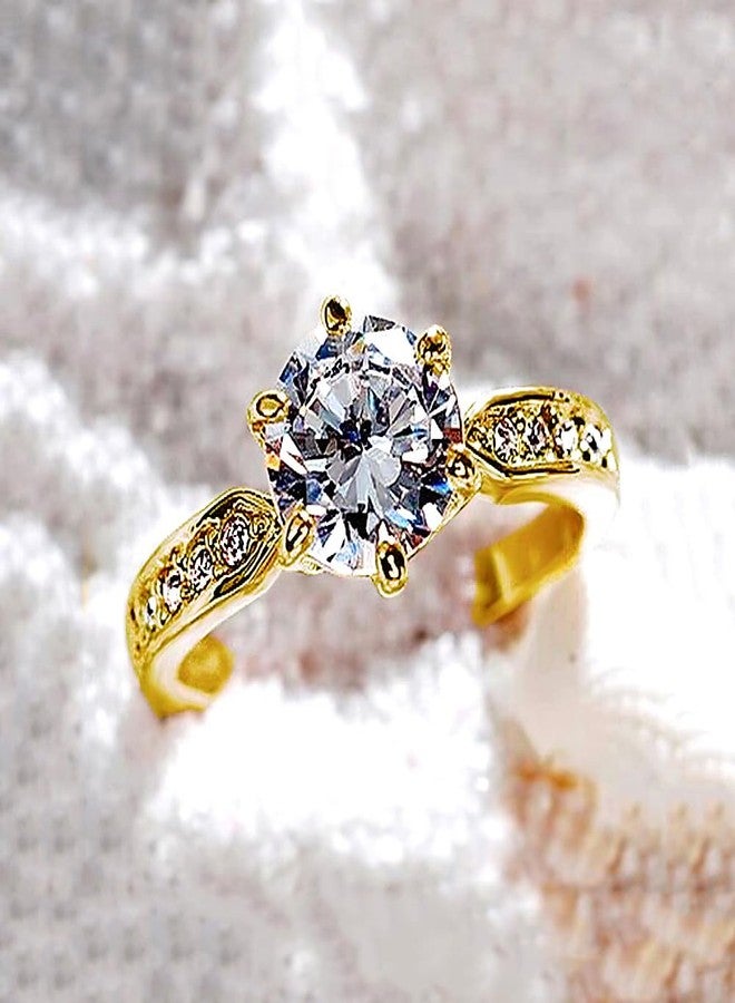 QJLE Dainty 18K Gold Plated Rings for Women 1.5 CT Cubic Zirconia CZ Fake Diamond Ring Engagement Promise Eternity Womens Wedding Rings Size 10 - Image 5