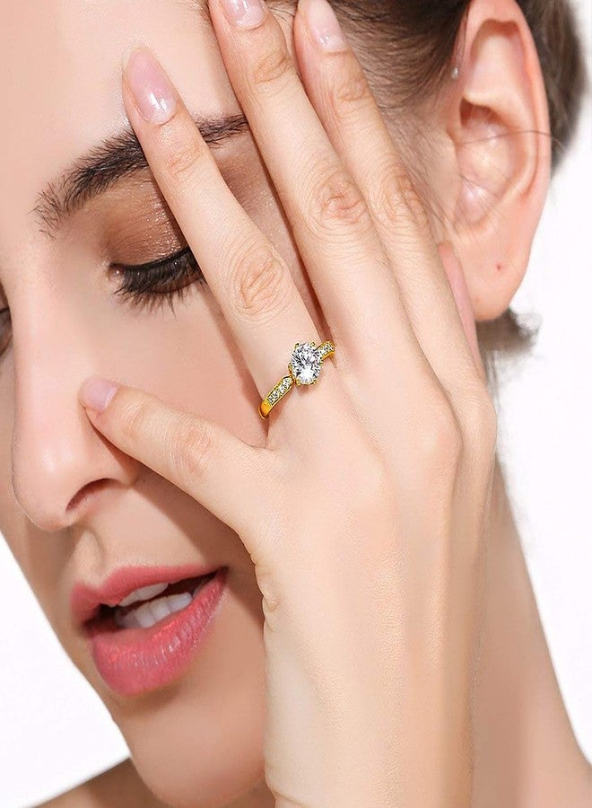 QJLE Dainty 18K Gold Plated Rings for Women 1.5 CT Cubic Zirconia CZ Fake Diamond Ring Engagement Promise Eternity Womens Wedding Rings Size 10 - Image 2