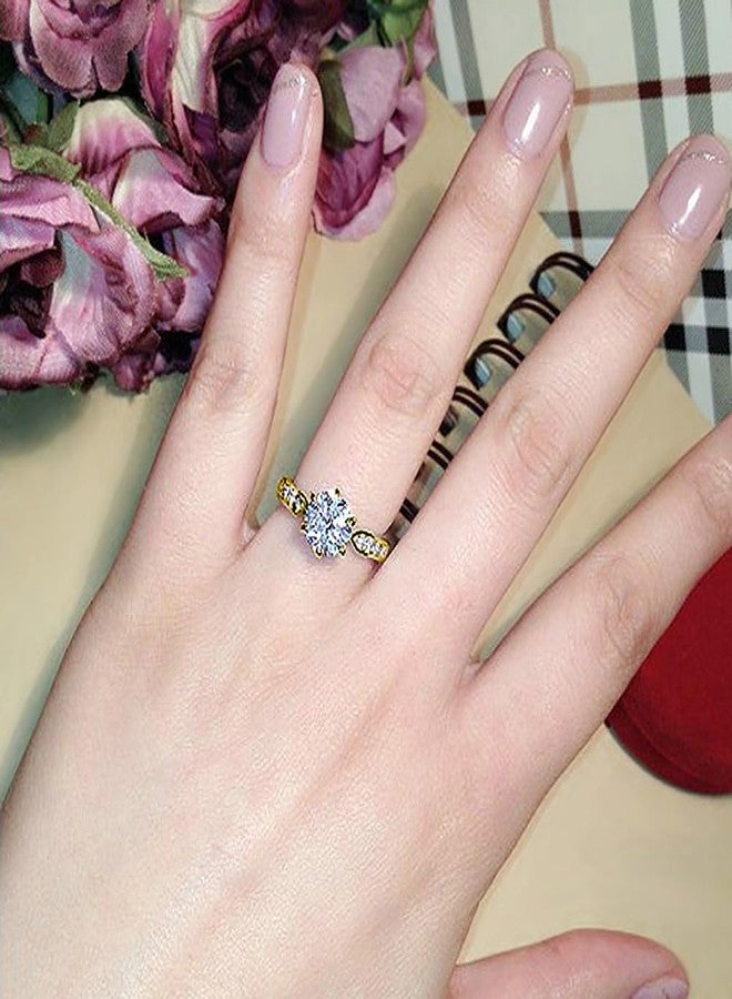 QJLE Dainty 18K Gold Plated Rings for Women 1.5 CT Cubic Zirconia CZ Fake Diamond Ring Engagement Promise Eternity Womens Wedding Rings Size 10 - Image 4