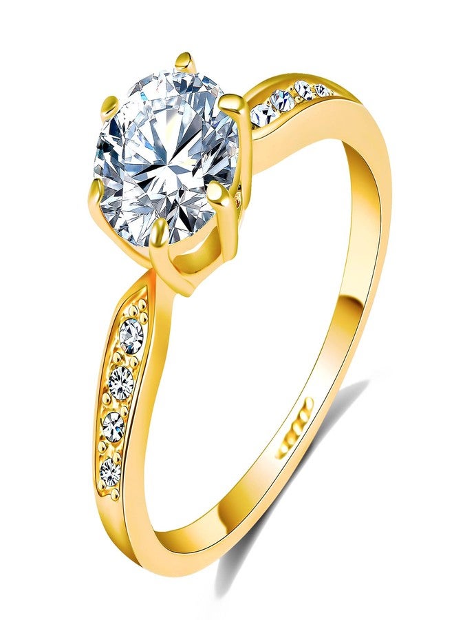 QJLE Dainty 18K Gold Plated Rings for Women 1.5 CT Cubic Zirconia CZ Fake Diamond Ring Engagement Promise Eternity Womens Wedding Rings Size 10 - Image 1