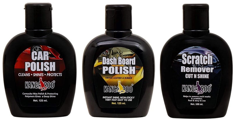 Kangaroo® Car Polish 125ml + Dashboard Polish + Scratch Remover 100ml + 2 Foam Pads - Image 1
