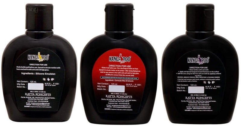 Kangaroo® Car Polish 125ml + Dashboard Polish + Scratch Remover 100ml + 2 Foam Pads - Image 2