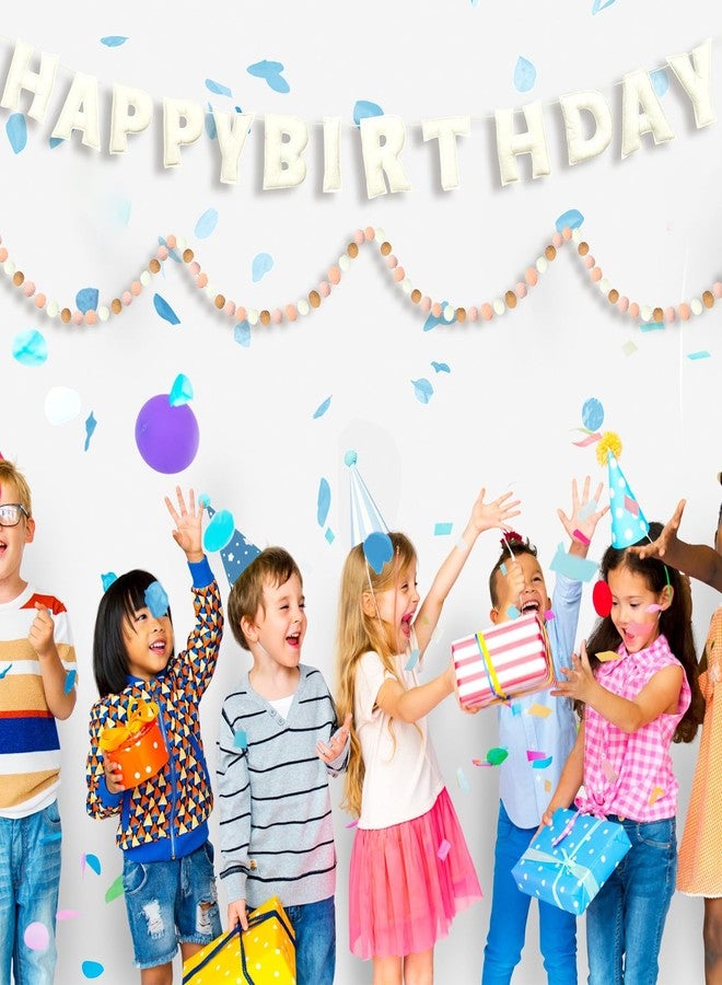 Mindsoft 2 Pcs 118 Inch Pre Strung Happy Birthday Felt Banner with Ball Garland Reusable Natural Handmade Letters & Balls for Birthday Sign Decorations Party Decor Photo Prop(Bohemia Color) - Image 5